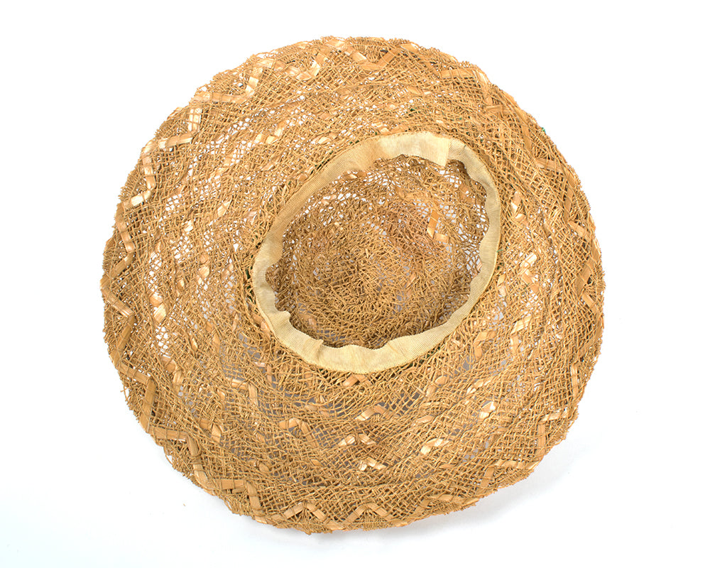 1950s Straw Sun Hat with Velvet Ribbon