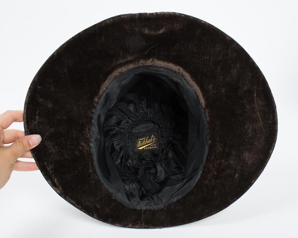Edwardian 1910s Silk Velvet & Gold Lamé Floral Hat