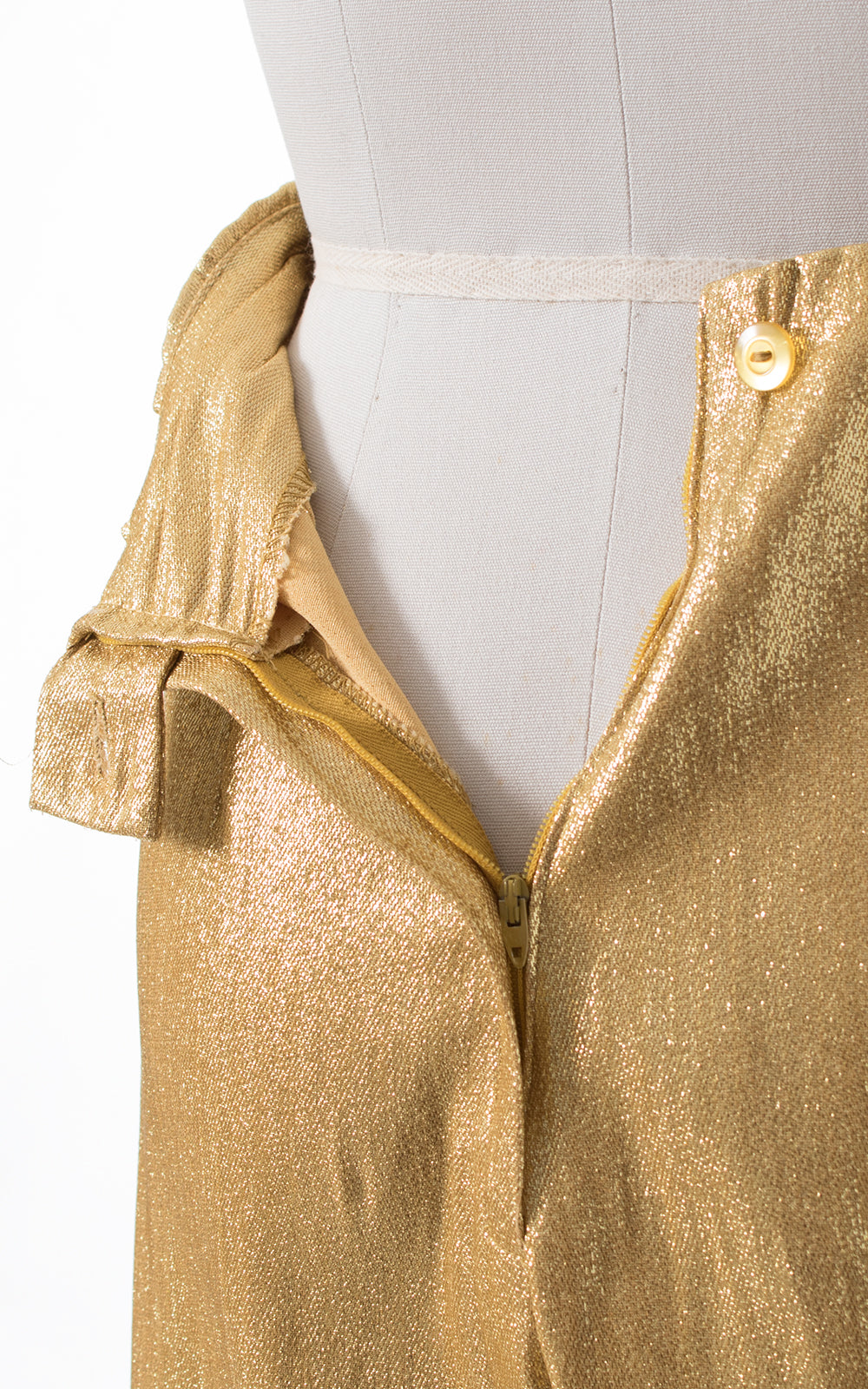 1950s Metallic Gold Lamé Cigarette Pants