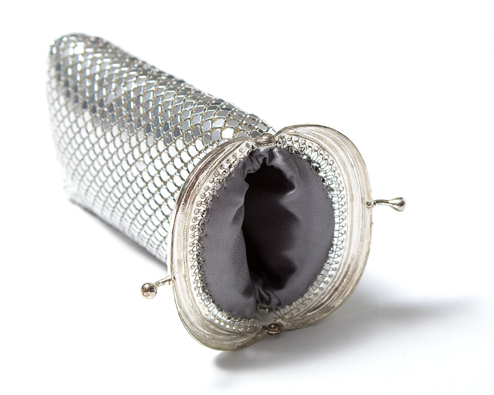 1980s Silver-Tone Metal Mesh Glasses Case