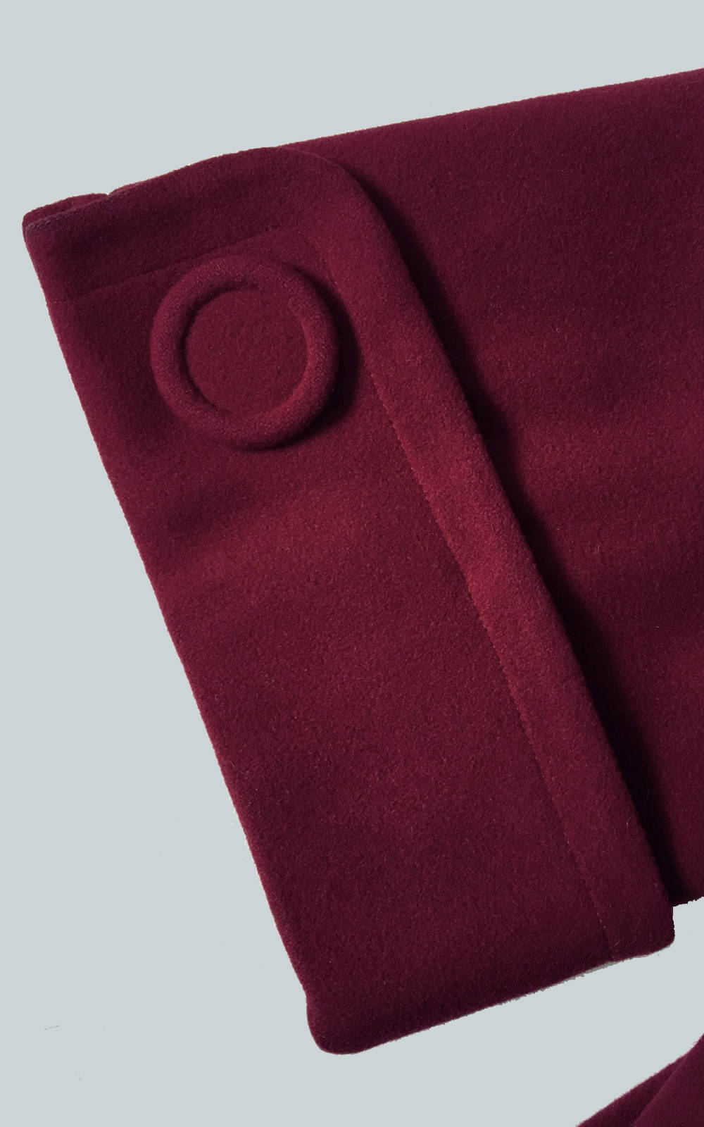 Vintage 1940s Coat | 40s Wool Mouton Lamb Fur Collar Plum Burgundy Warm Winter Swing Coat (medium/large)