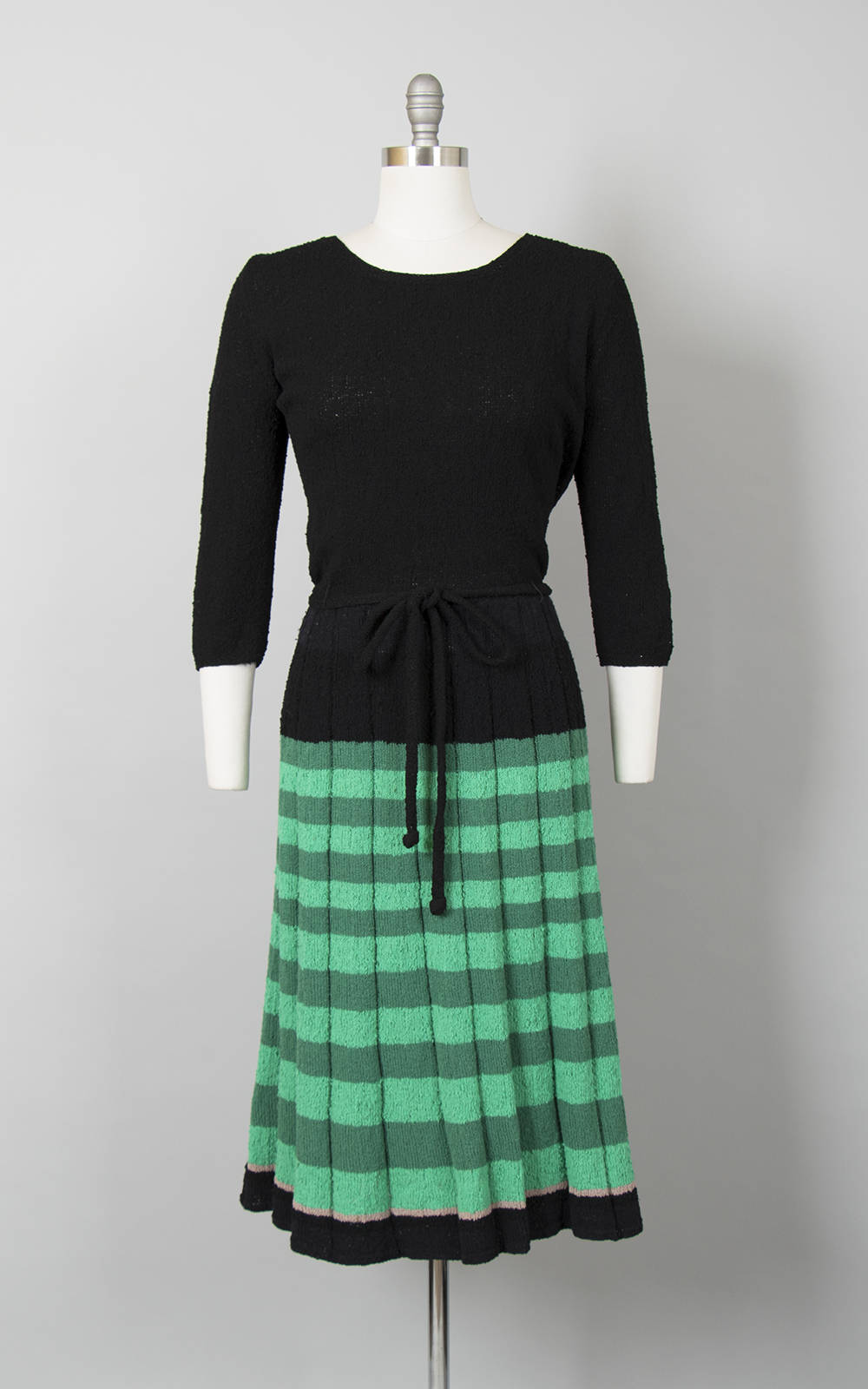 1950s Striped Knit Wool Belted Sweater Dress | x-large Birthday Life Vintage 1950s Striped Knit Wool Belted Sweater Dress | x-large Birthday Life Vintage