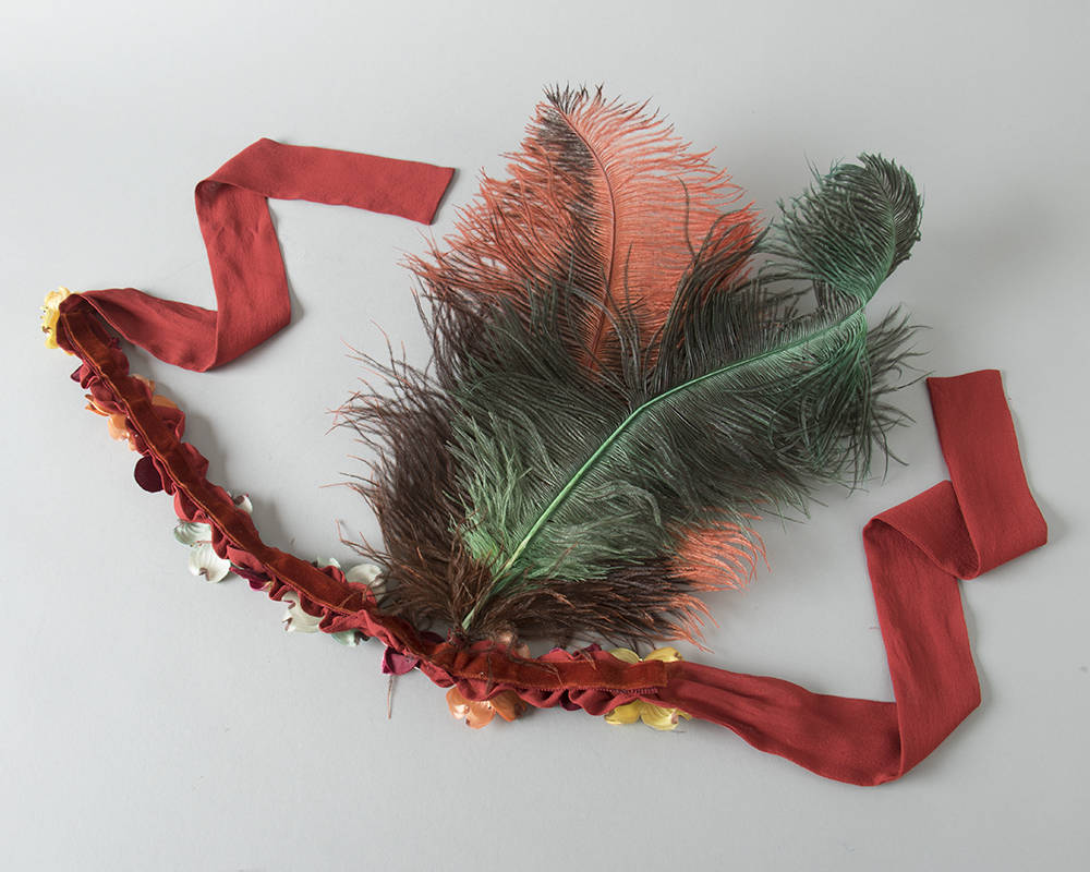 Handmade 1920s Style Headdress | 20s Inspired Ostrich Feather Floral Headband Vintage Millinery Flowers Headpiece