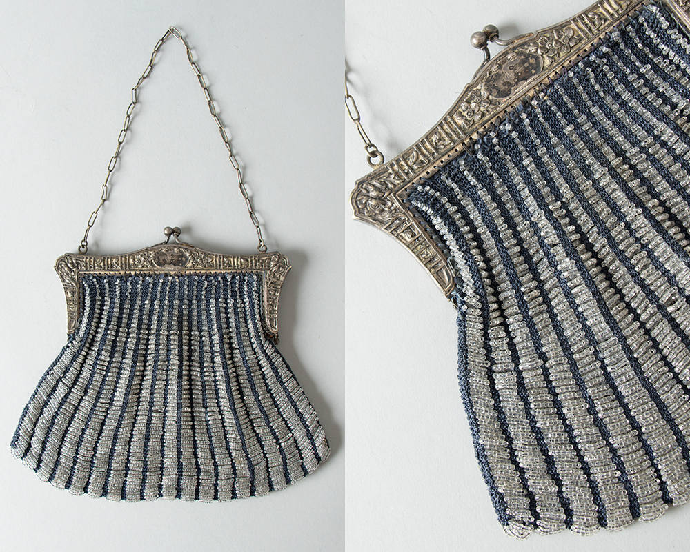 GORGEOUS 1920s Art Deco FRENCH Beaded Purse Evening Bag,Shimmering Sil – A  Vintage shop