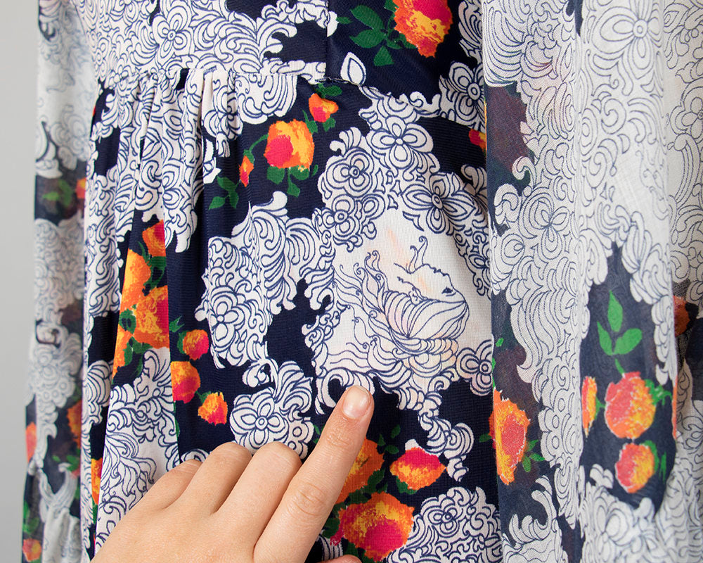 Vintage 1960s 1970s Pant Suit | 60s 70s Lady Novelty Print Butterfly Angel Sleeve Wide Leg Pants Boho Outfit (xs/small)