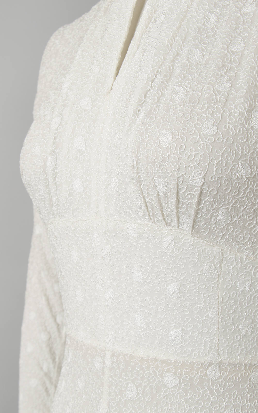 Vintage 1930s 1940s Wedding Dress 30s 40s Sheer White Chiffon Soutache Heart Embroidered Full Length Long Sleeve Bridal Gown (small/medium)