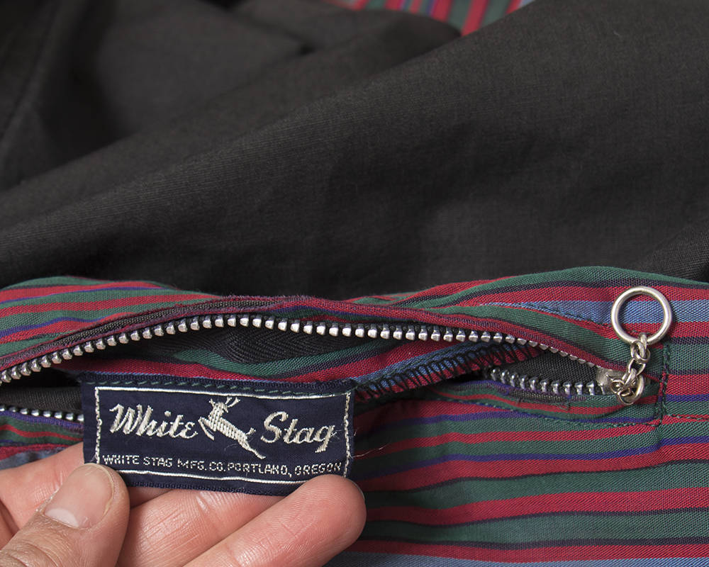 Vintage 1940s 1950s Jacket | 40s 50s WHITE STAG Reversible Ski Jacket Striped Red Black Sportswear Coat (small/medium)