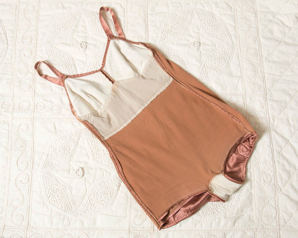 Vintage 1940s Swimsuit | 40s Copper Satin One Piece Pinup Bombshell Bathing Suit (small/medium)