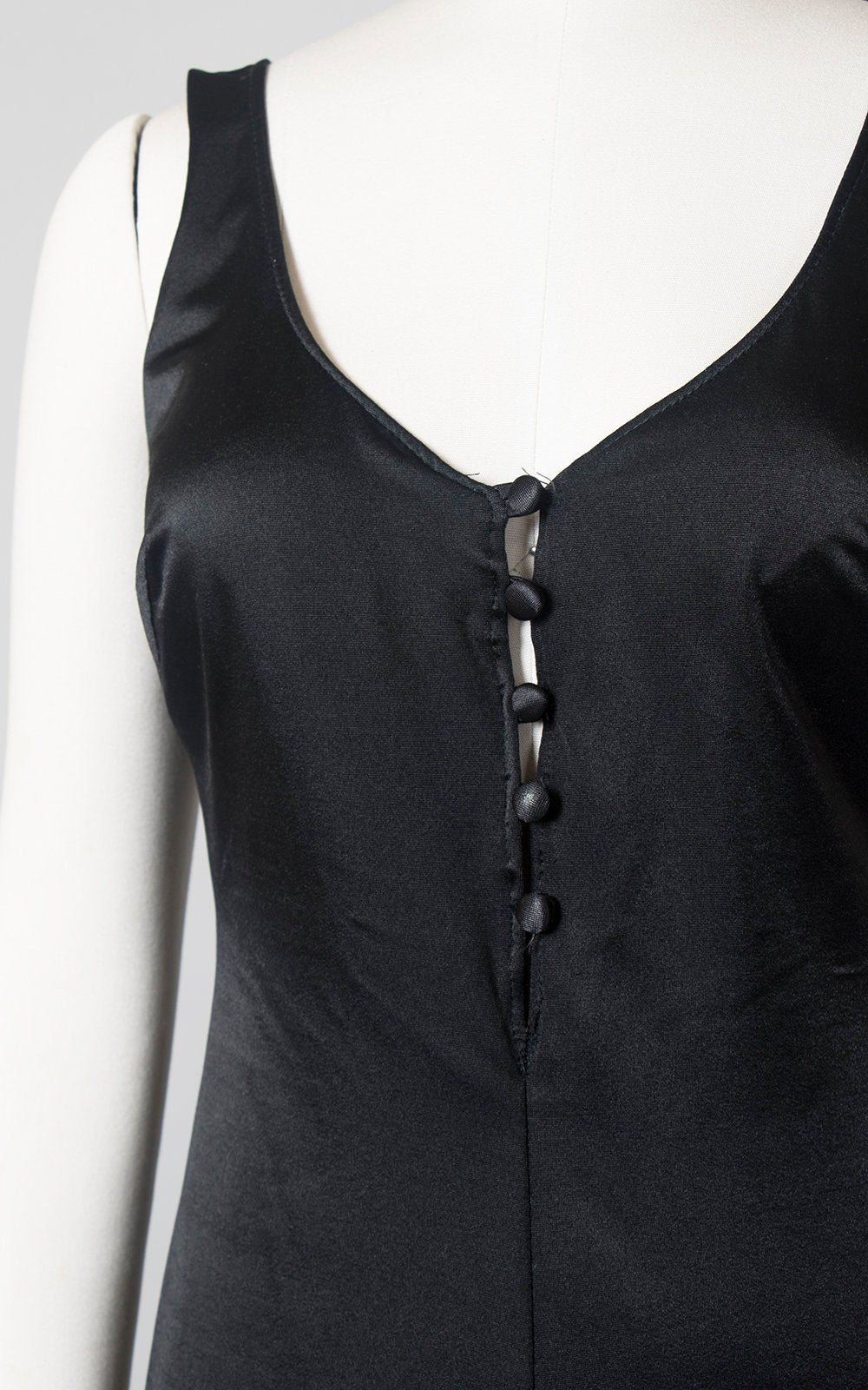 Vintage 1970s Swimsuit | 70s Black Button Up Open Back One Piece Minimalist Bathing Suit (small/medium)