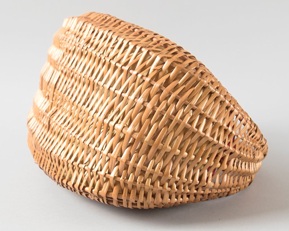 Vintage 1950s Purse | 50s Woven Wicker Picnic Basket Purse with Red Polka Dot Lining