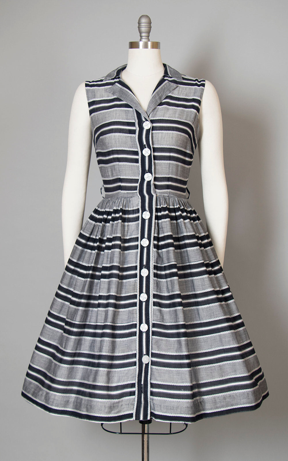 Vintage 1950s Striped Shirt deals Dress