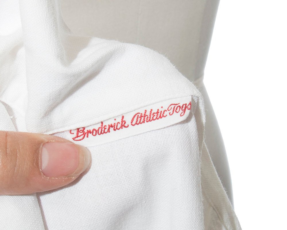 Vintage 1940s Playsuit | 40s White Cotton Romper Sportswear One Piece Gym Uniform (small)