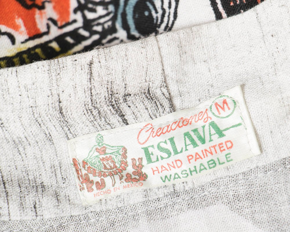 Vintage 1950s Circle Skirt | 50s Mexican Novelty Print Cotton Hand Painted Scenic Panel Souvenir Skirt (medium)