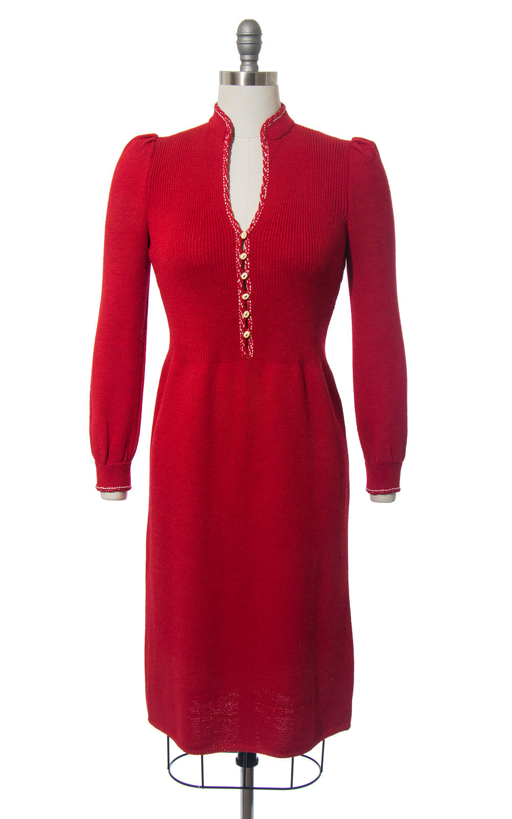 1980s St John Red Knit Sweater Dress 1980s St John Red Knit Sweater Dress