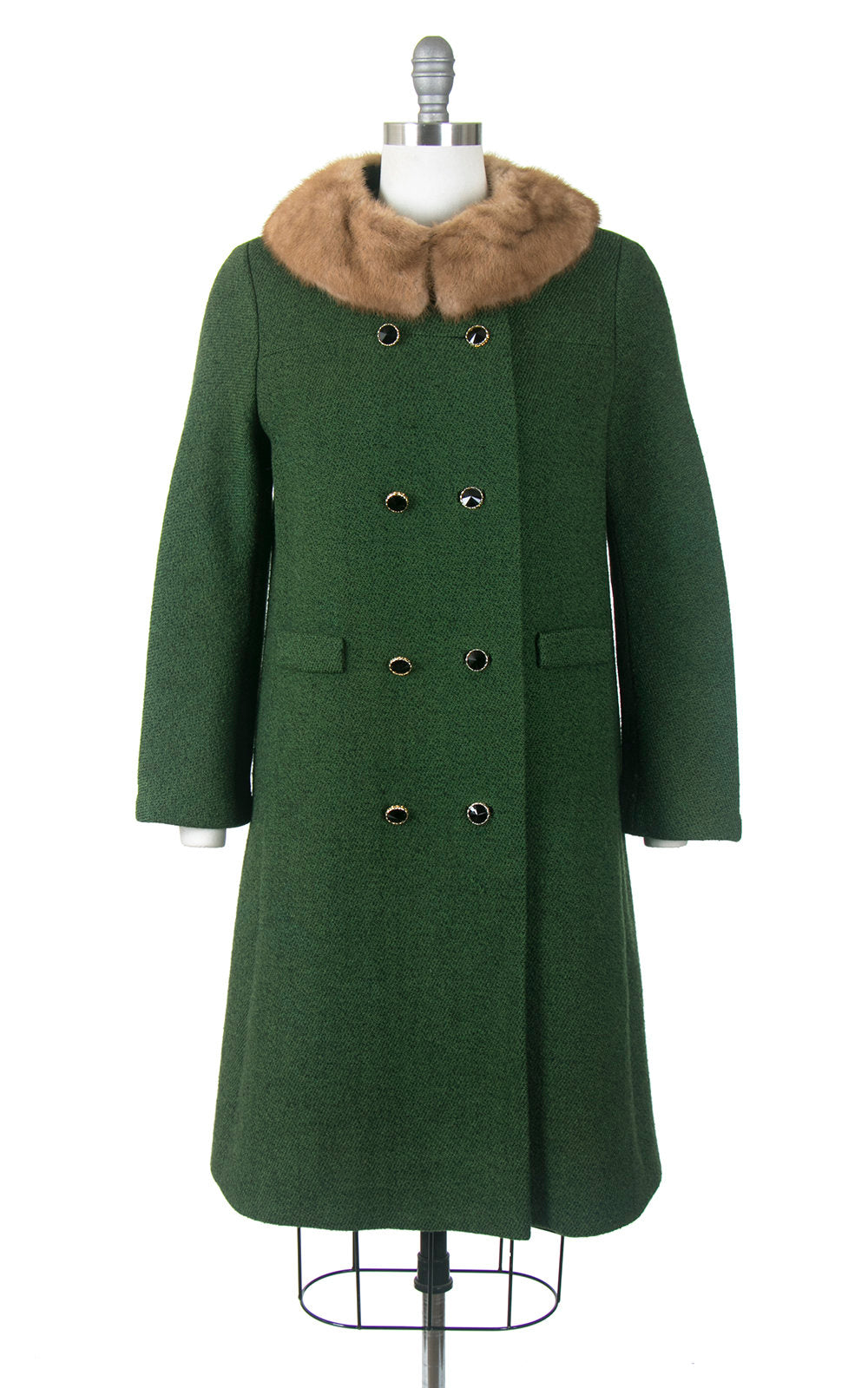 Sadie Faux Fur Trim Wrap Coat Green