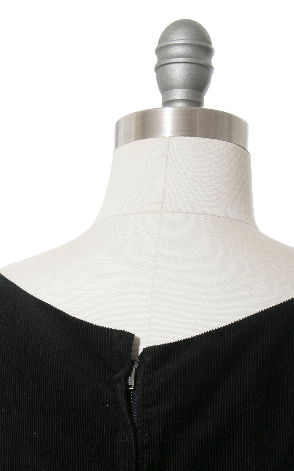 Vintage 1950s Dress | 50s Black Corduroy Cording Trim Full Skirt Sleeveless Day Dress (medium)