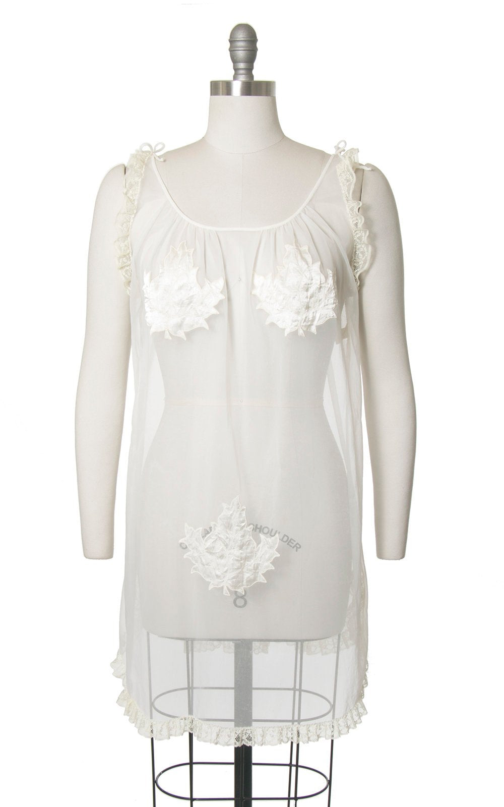 1960s Chevette "Eve's Leaves" White Nylon Nightie | small/medium Birthday Life Vintage 1960s Chevette "Eve's Leaves" White Nylon Nightie | small/medium Birthday Life Vintage