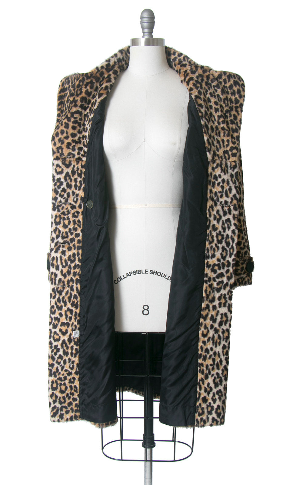 Vintage 1960s Coat | 60s Leopard Print Faux Fur Double Breasted Jacket Animal Print Long Winter Peacoat (medium/large)