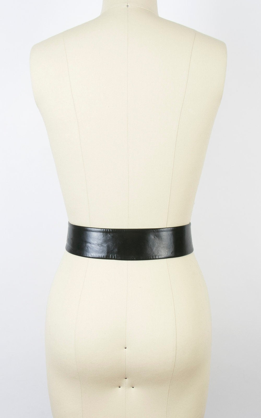 Vintage 1960s Cinch Belt | 60s Black Patent Leather Look Vinyl Wide High Waist Belt (small)