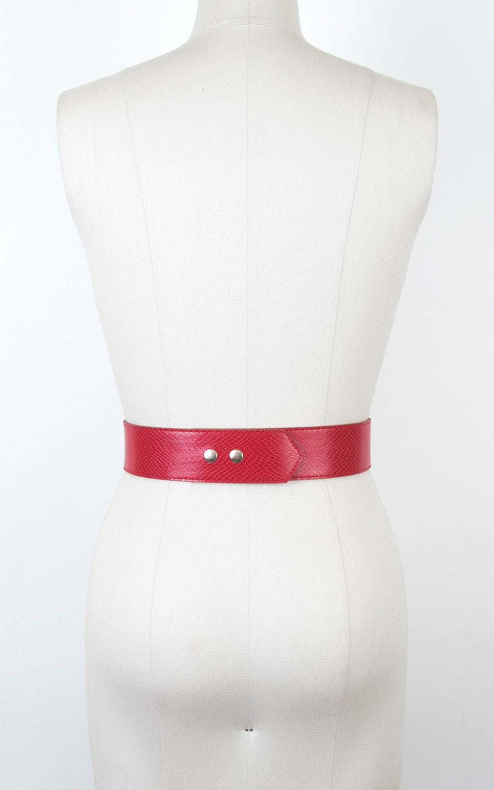 Vintage 1960s Cinch Belt | 60s Red Lizard Vinyl High Waist Belt (small)