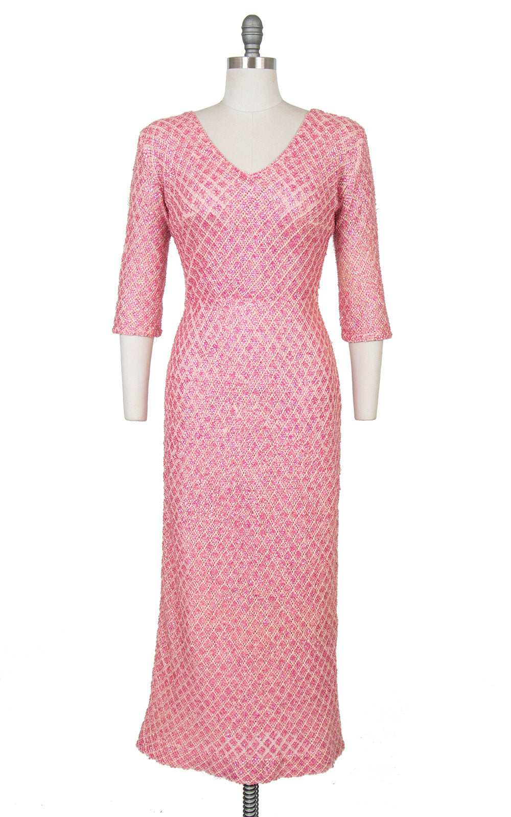 1950s Soutache Beaded Knit Wool Sweater Dress | small/medium Birthday Life Vintage 1950s Soutache Beaded Knit Wool Sweater Dress | small/medium Birthday Life Vintage