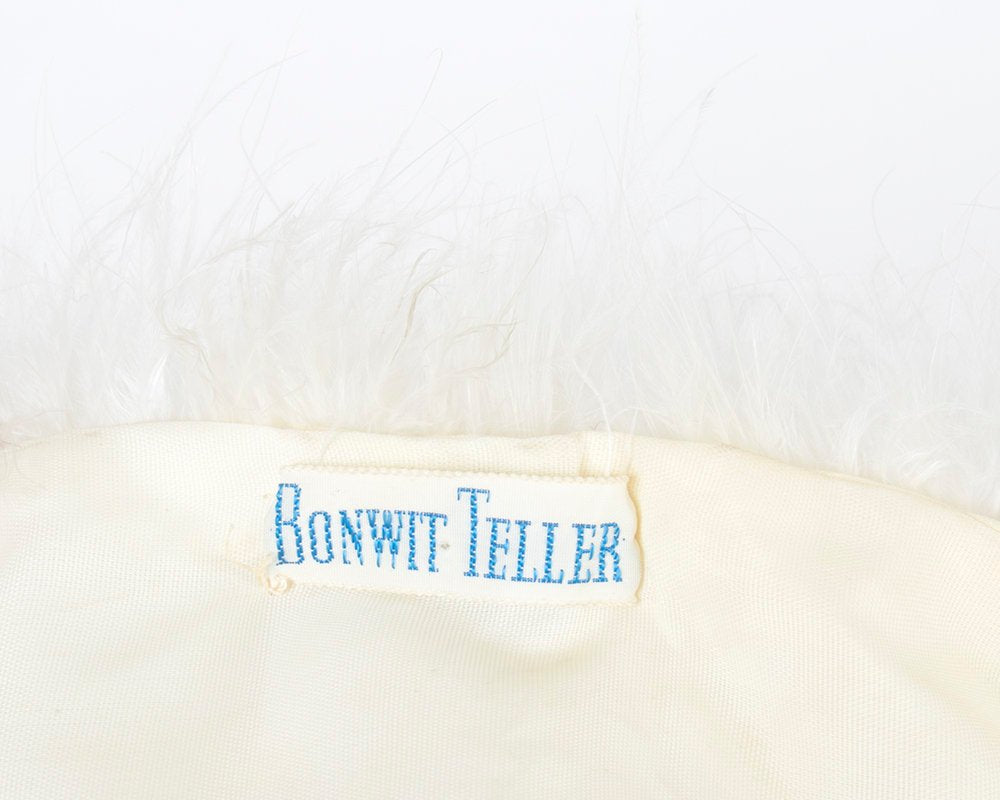 Vintage 1960s Hat + Wrap Set | 60s White Marabou Feather Pillbox Hat Bridal Wedding Party Stole