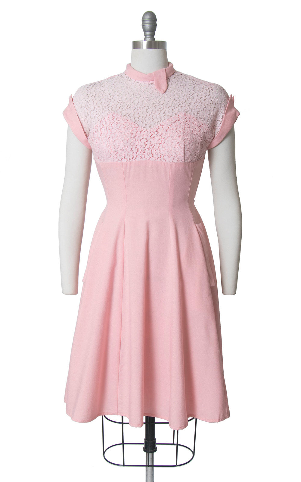 1950s Lace and Linen Sweetheart Dress | medium 1950s Lace and Linen Sweetheart Dress | medium