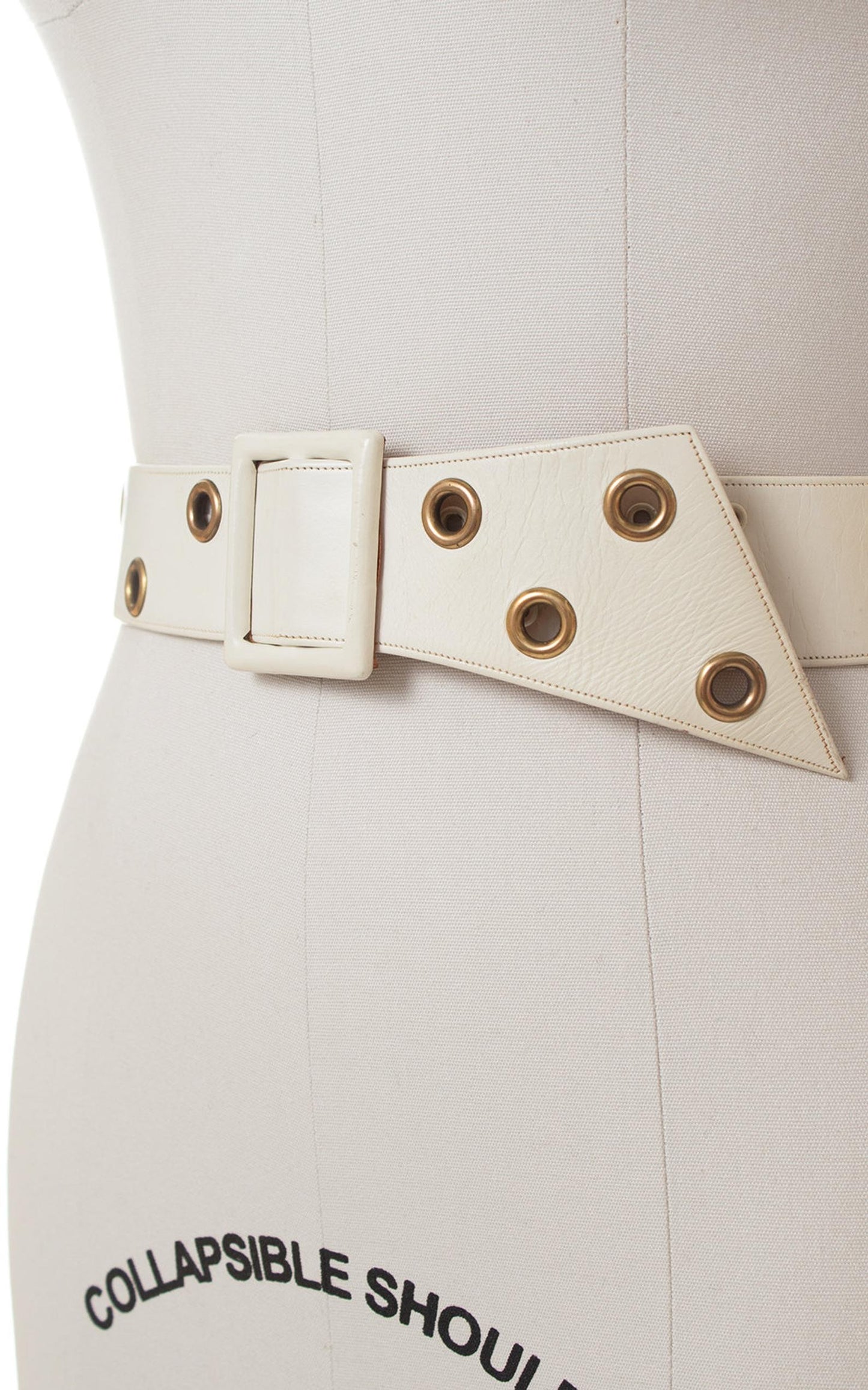 1950s White Leather Cinch Belt with Grommets | xs/small