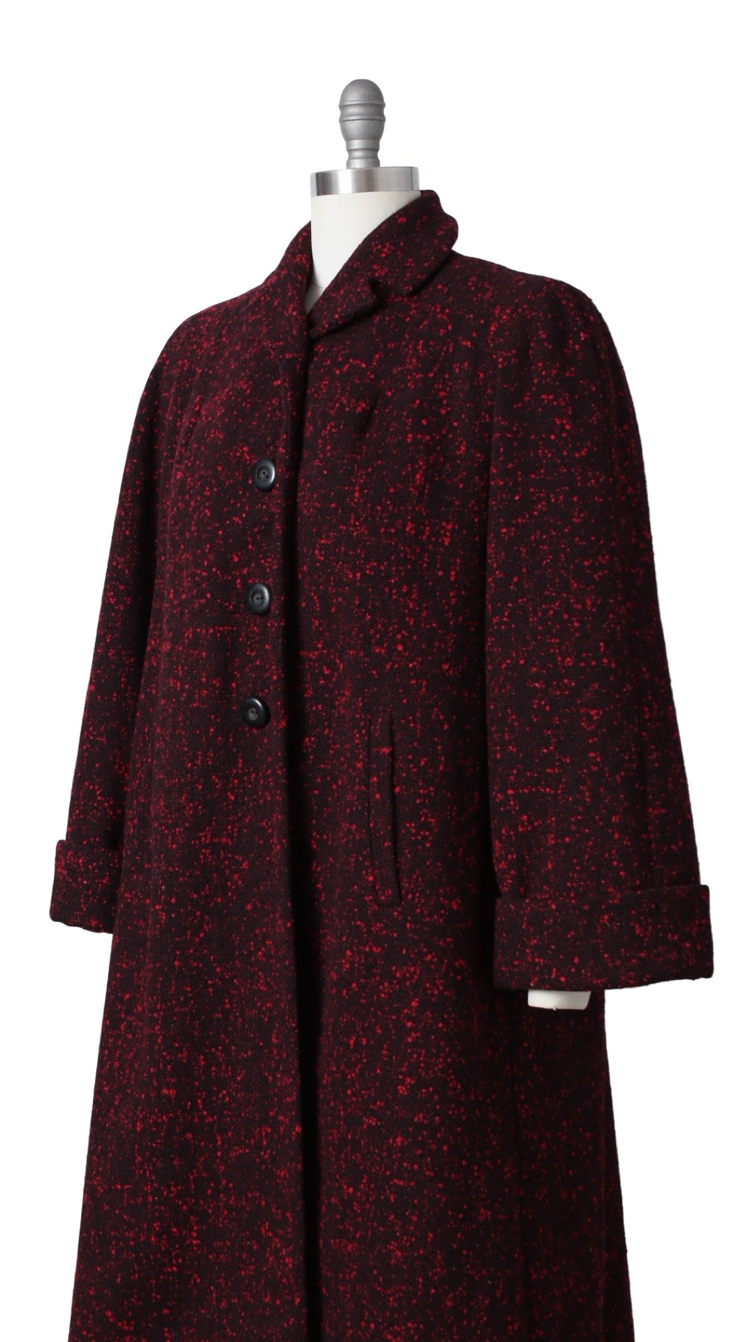 1940s 1950s Red Bouclé Wool Coat | large