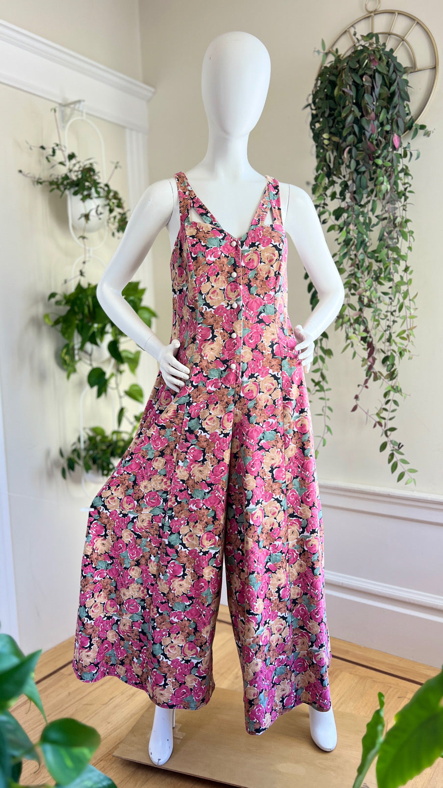 1990s Floral Palazzo Jumpsuit | small/medium/large