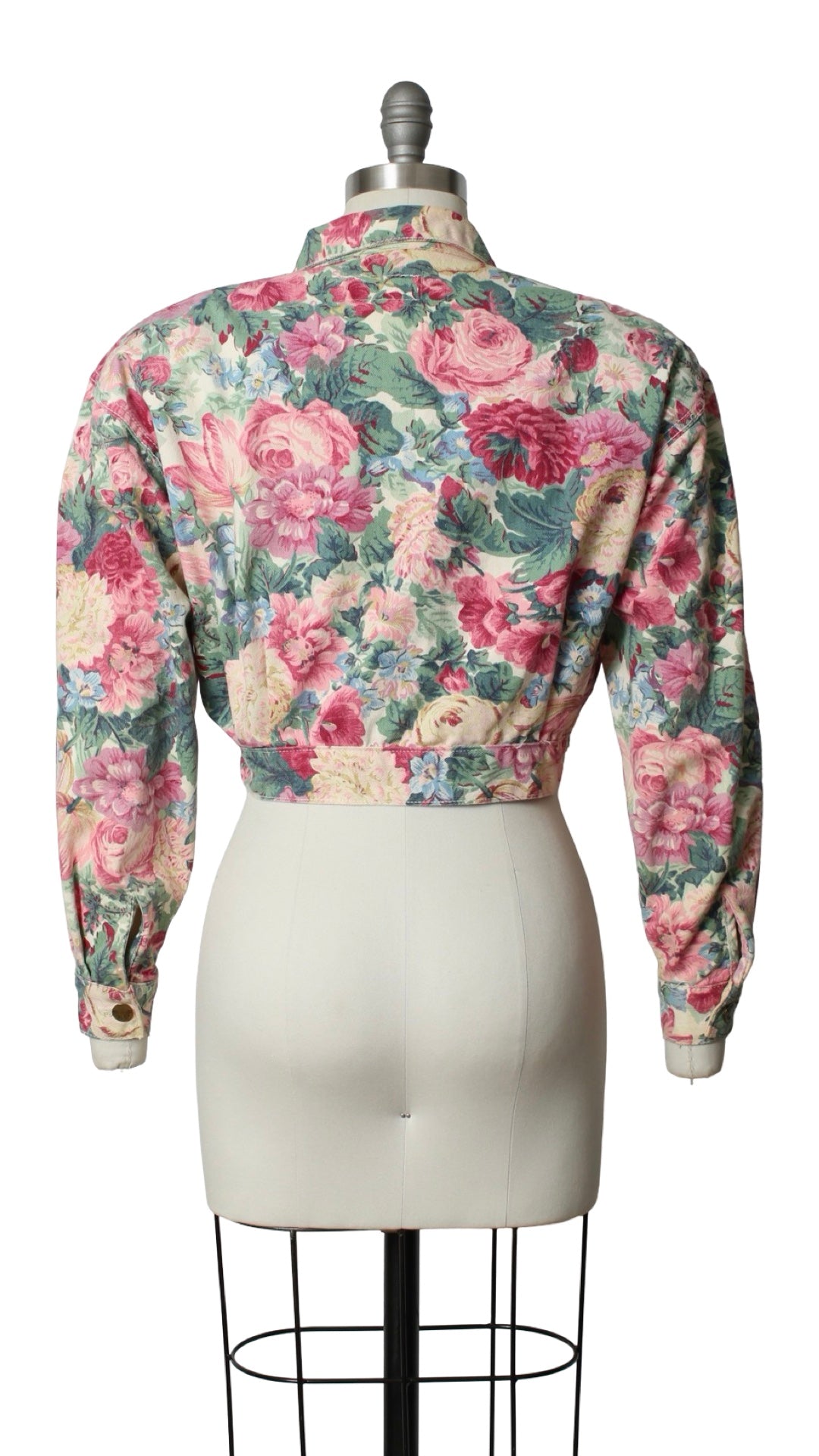 NEW | 1990s Floral Denim Cropped Jacket | medium