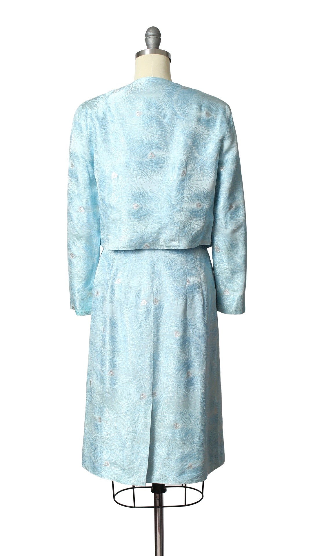 1960s Metallic Peacock Feather Novelty Dress Set | small