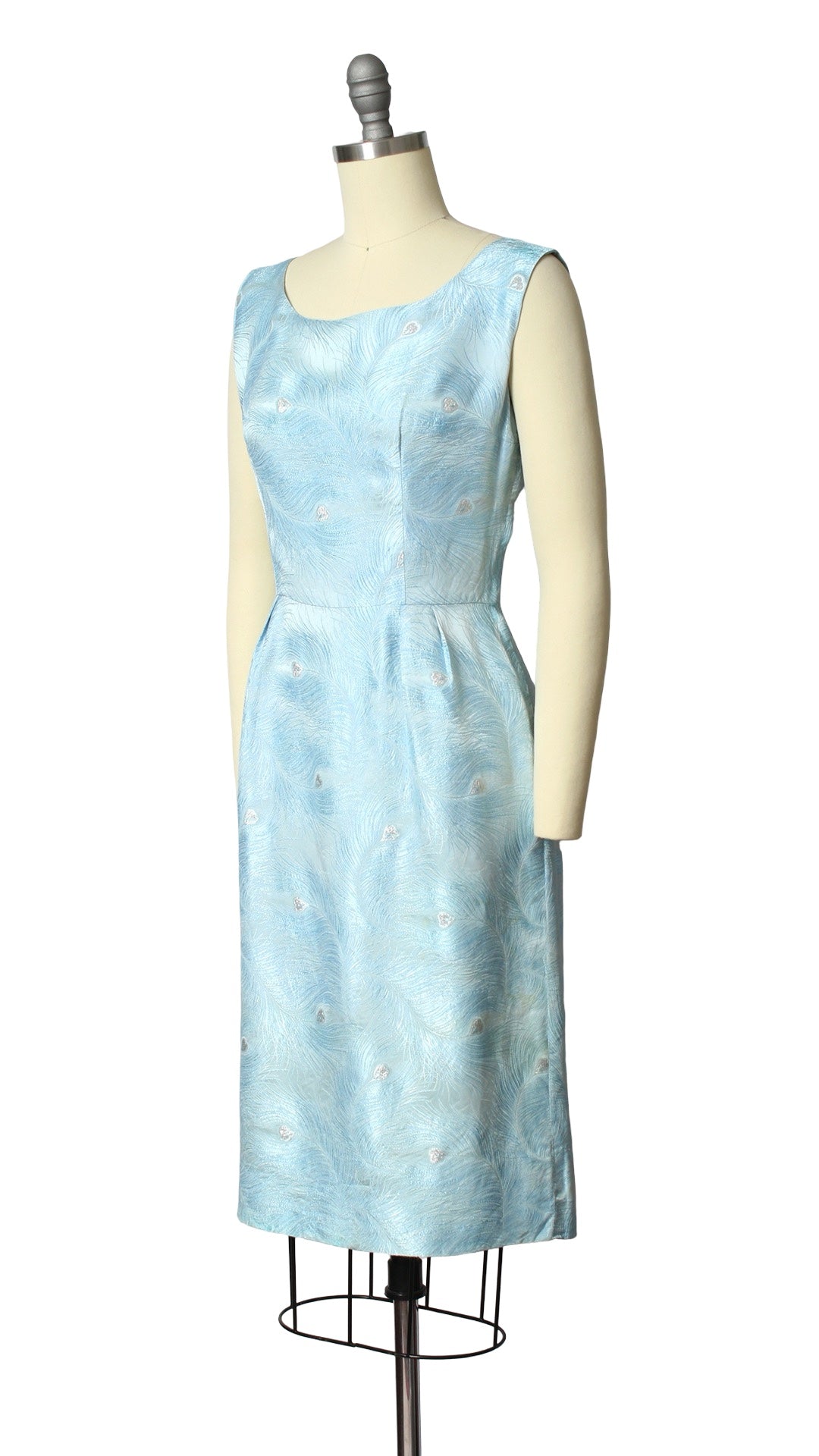 1960s Metallic Peacock Feather Novelty Dress Set | small