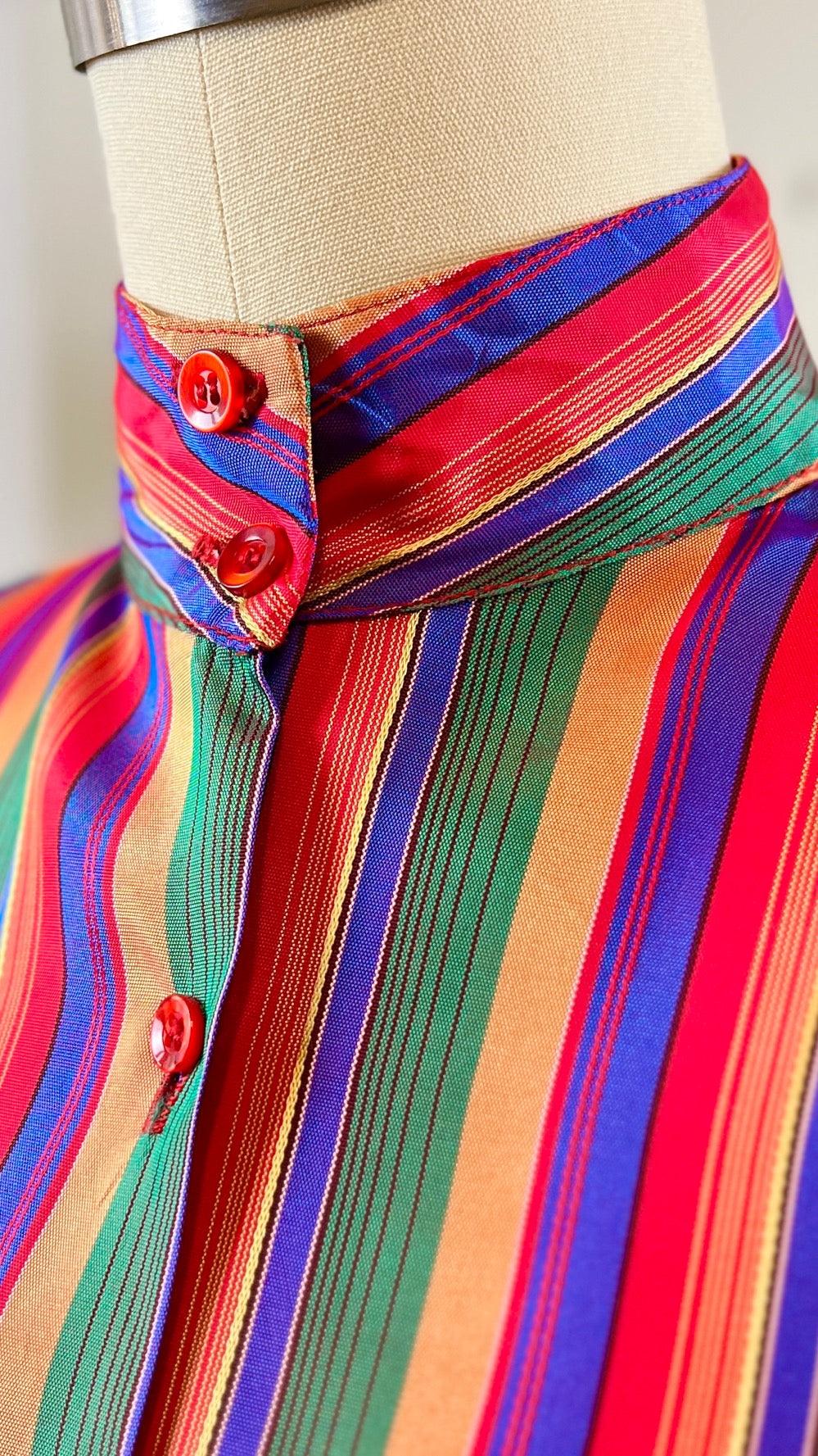 1980s Rainbow Striped Blouse | small