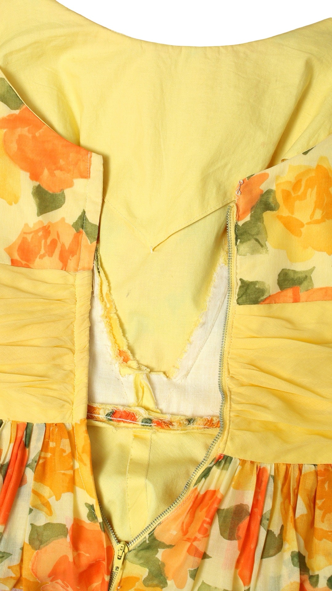 1950s Orange & Yellow Roses Cotton Sundress | small