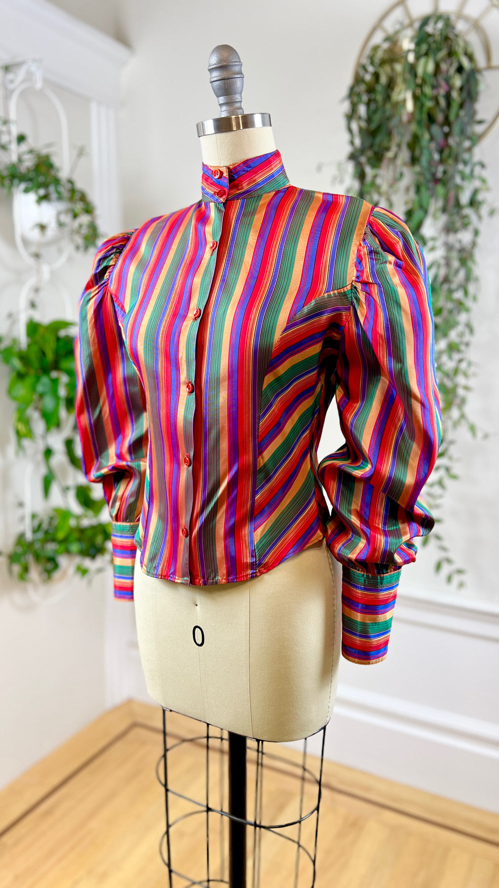 1980s Rainbow Striped Blouse | small