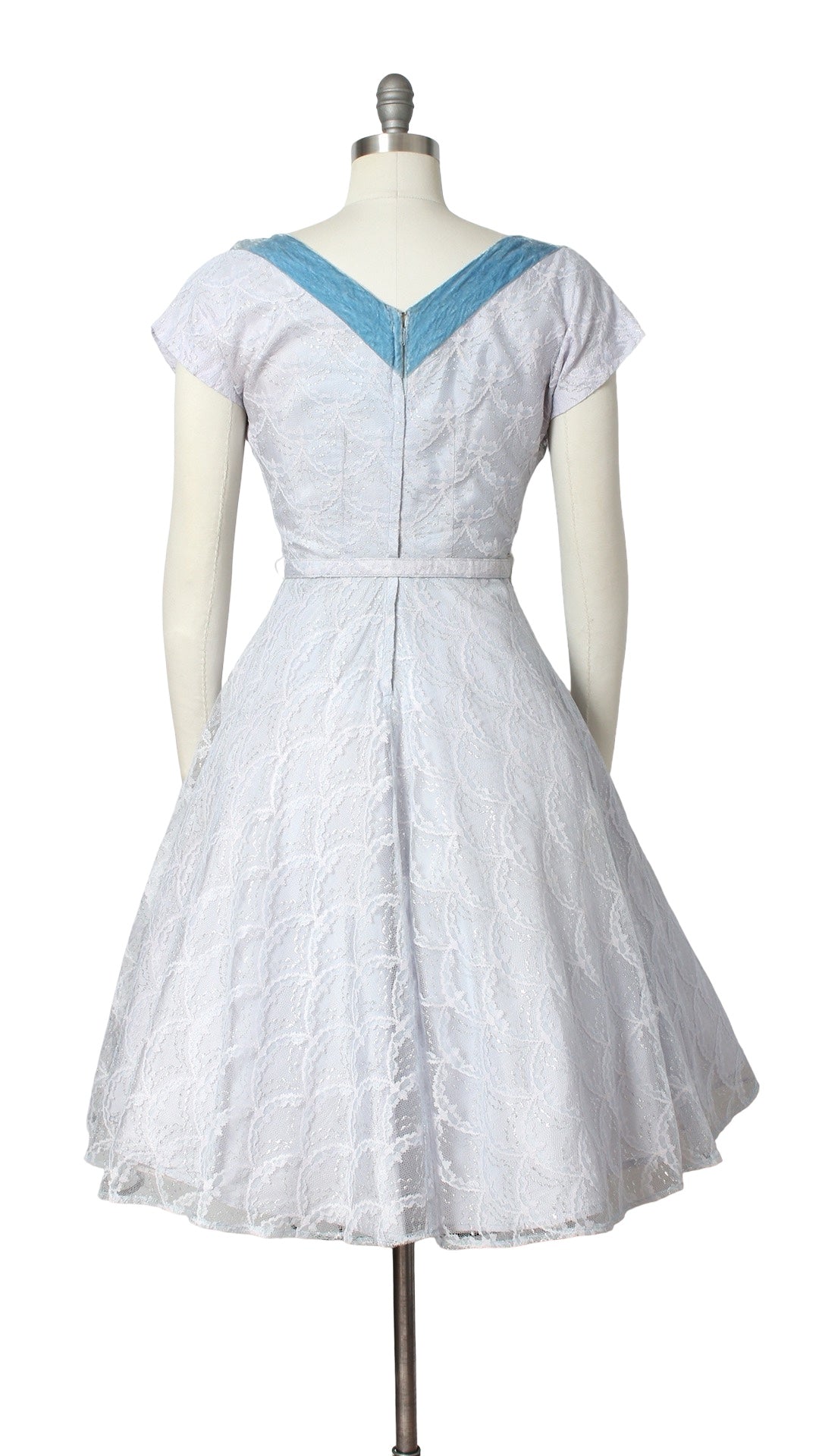 1950s Lurex Blue Lace Party Dress | small