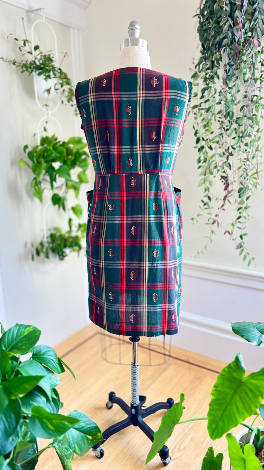 1950s Plaid Wiggle Dress | large