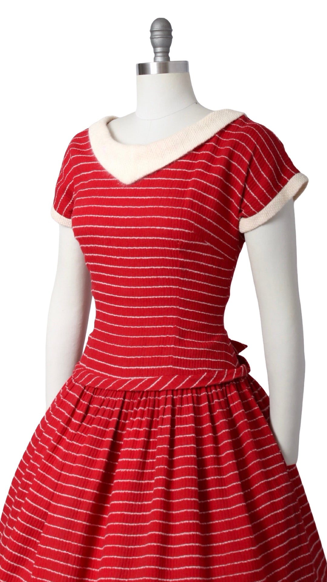 1950s Angora Striped Dropwaist Dress | small/medium
