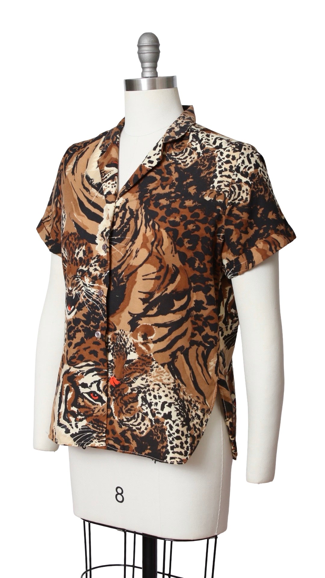 1980s Leopard Novelty Print Blouse | medium