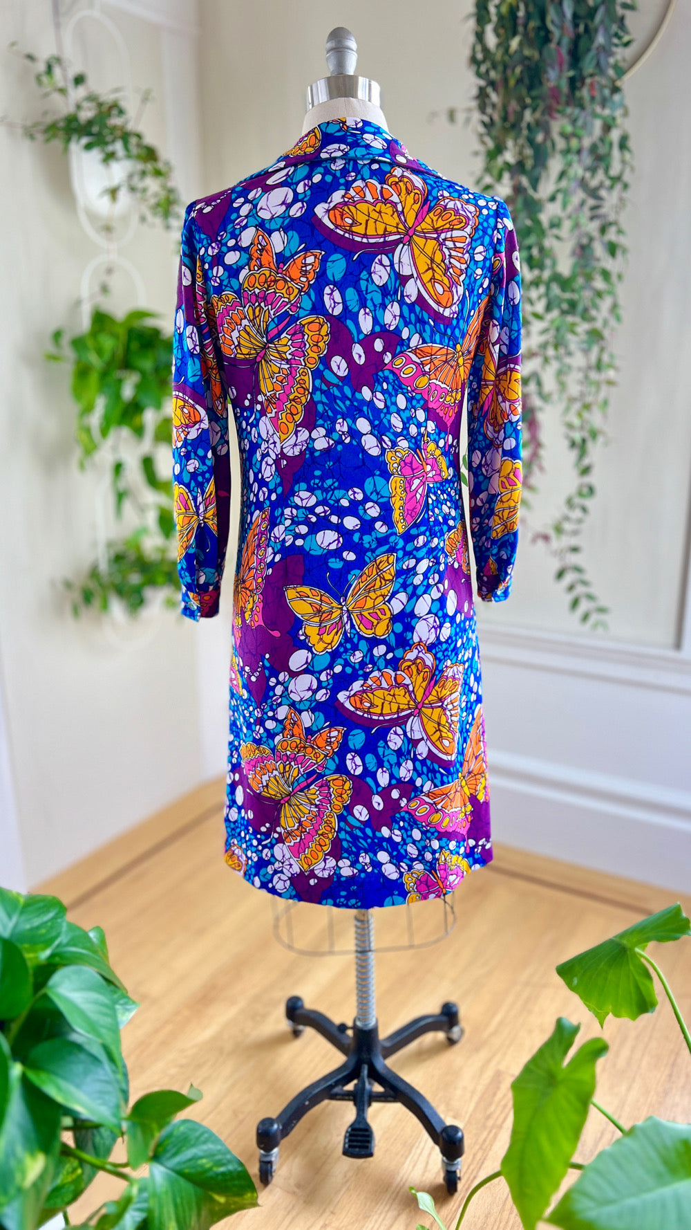 1970s Butterfly Novelty Print Shift Dress | large/x-large