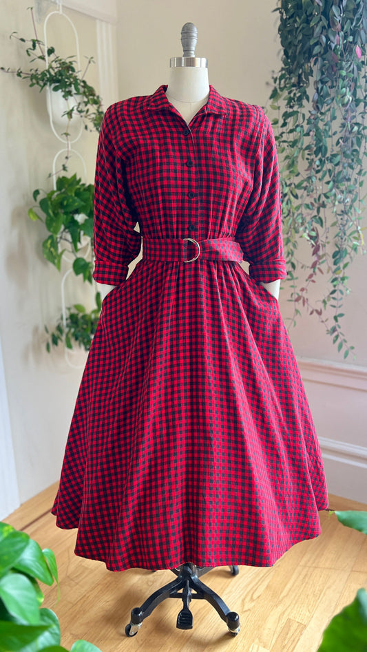 1990s Plaid Flannel Shirt Dress | x-small/small