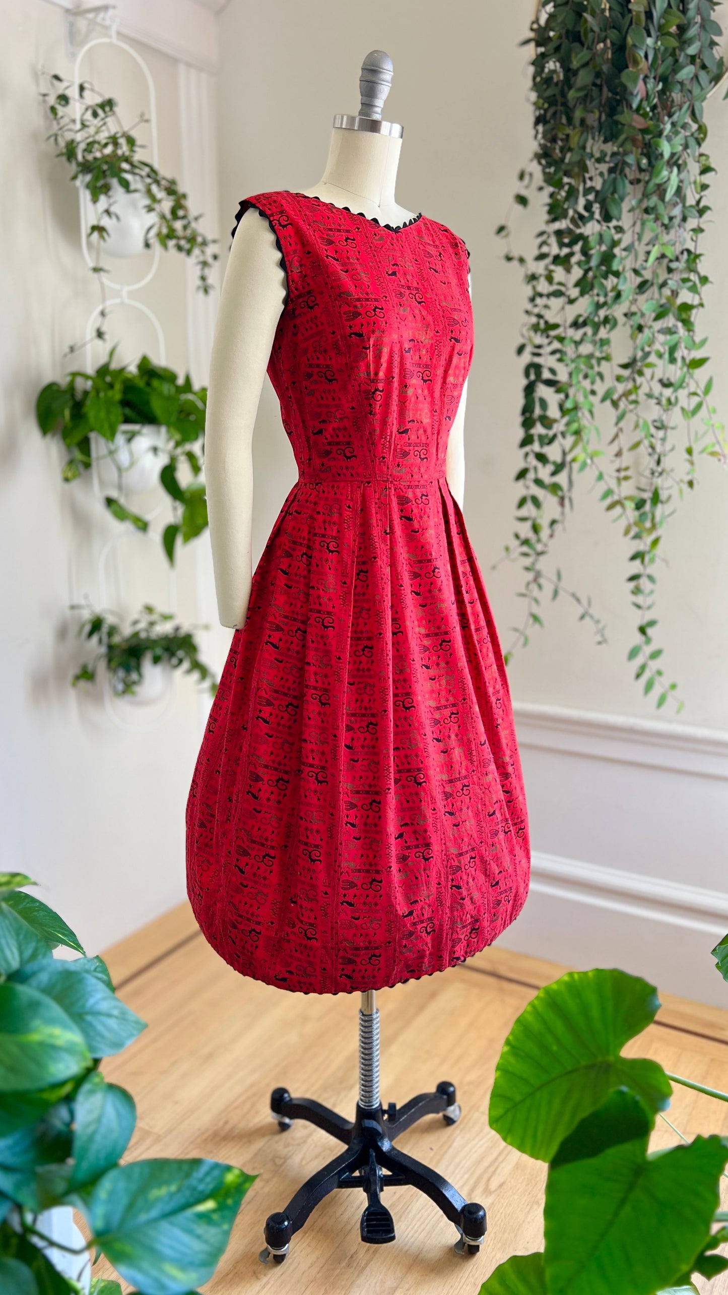 1950s Egyptian Hieroglyphics Sundress | x-small