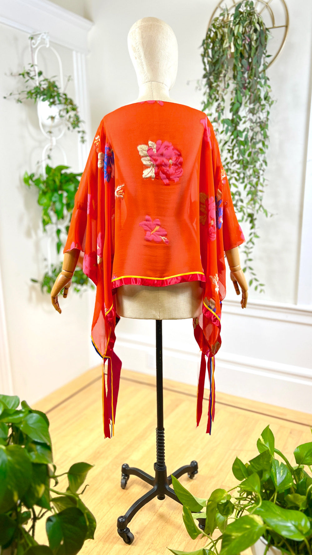 2000s ETRO Silk Floral Scarf Poncho | one size fits most