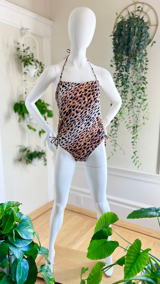 1980s Leopard Print High Cut Swimsuit | small