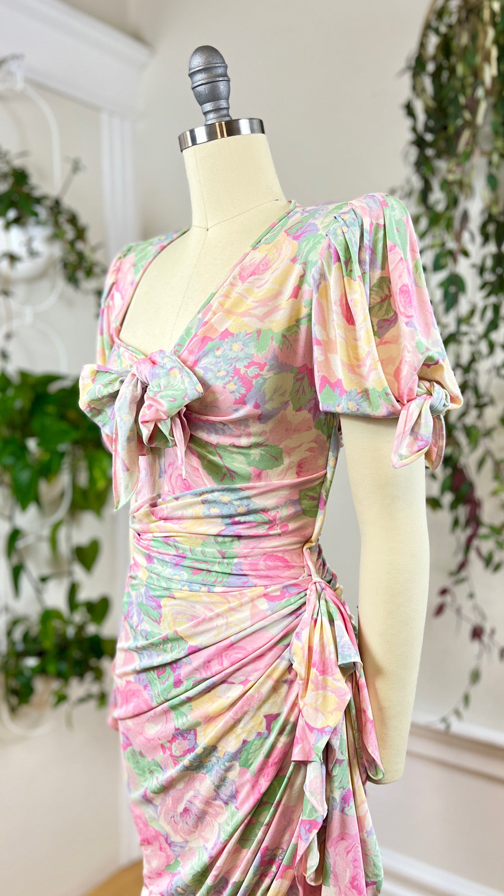 1980s EMANUEL UNGARO Silk Jersey Floral Dress | x-small 1980s EMANUEL UNGARO Silk Jersey Floral Dress | x-small