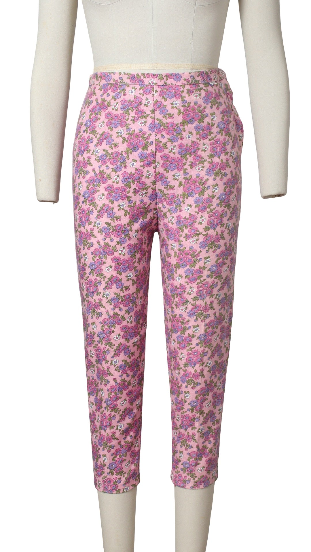 1960s DEADSTOCK Pink Floral Capri Pants | small