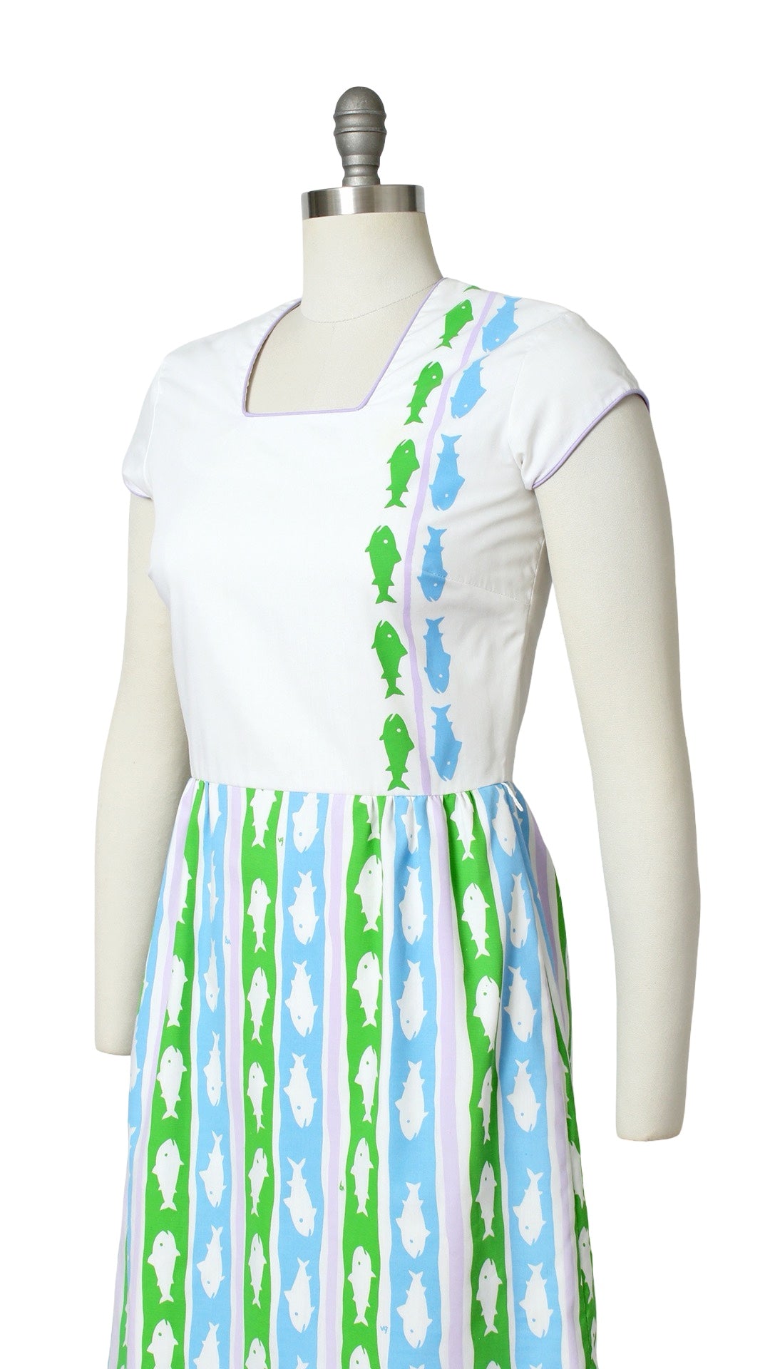 1970s VESTED GENTRESS Fish Novelty Print Dress | small/medium