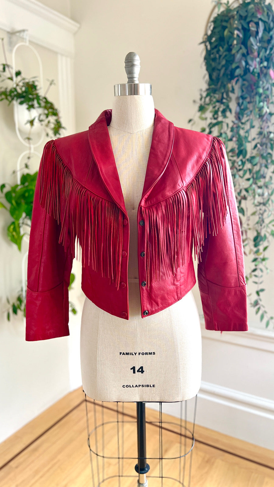 1980s 1990s Fringed Red Leather Jacket | x-large