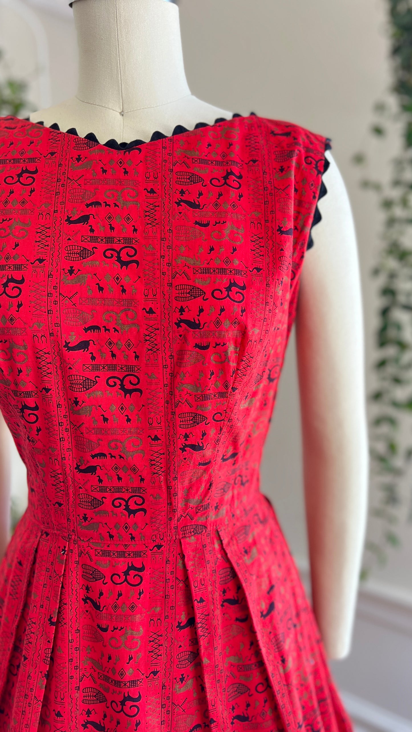 1950s Egyptian Hieroglyphics Sundress | x-small